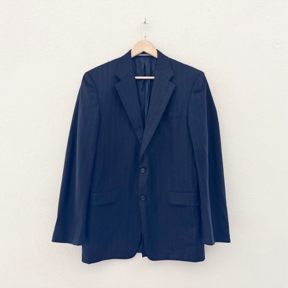 Loro Piana Hickey Freeman Sport Coat Blazer Jacket Wool Stripe Navy Classic 39 R - Picture 4 of 14